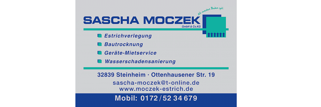 Anzeige Sascha Moczek Estrichverlegung, Steinheim